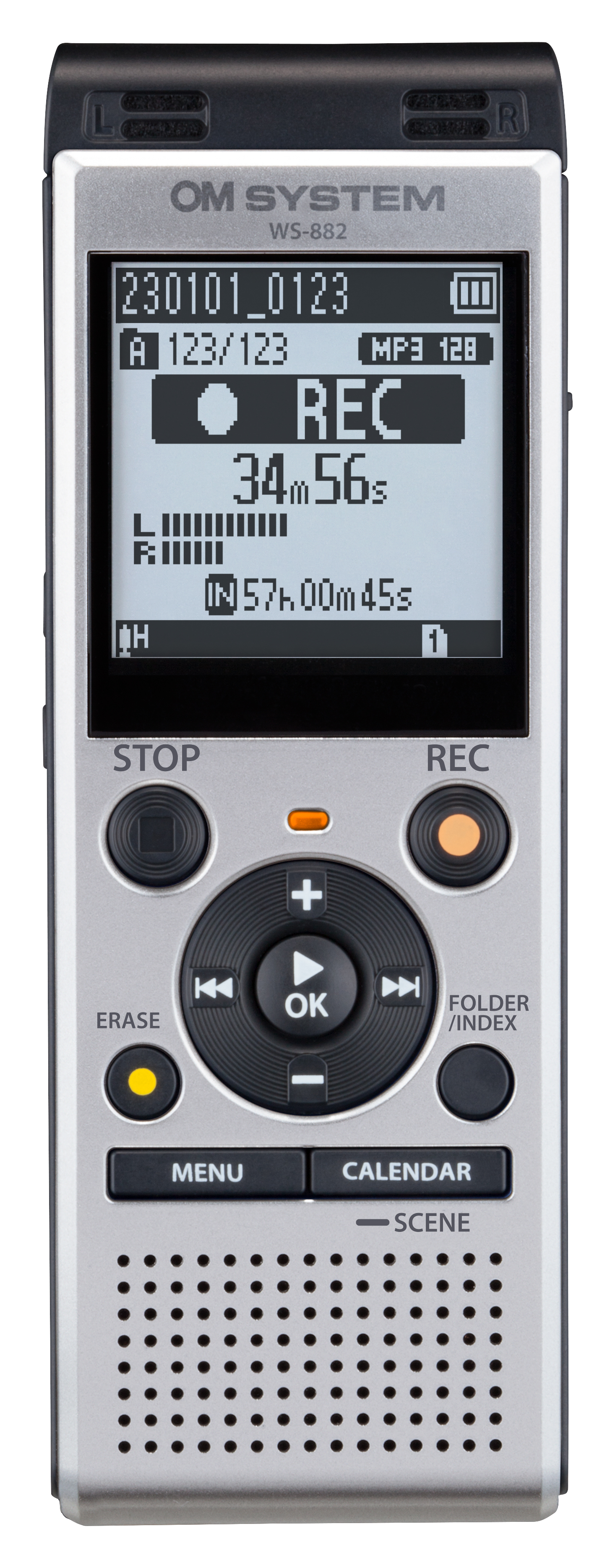OLY-V420330SU000 OLYMPUS WS-882 SILVER DIGITAL VOICE RECORDER,4GB,USB DIRECT STAB,LINEAR PCM/MP3 RECORDING FORMATS, 1040 HOURS RECORDING TIME